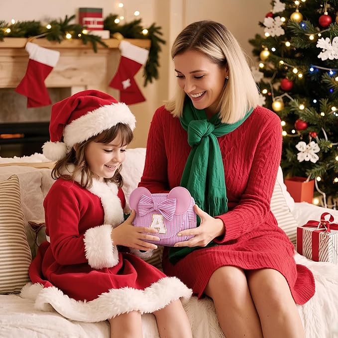 Christmas Gifts for Grandkids Girls Daughter | Birthday Gifts for 3 4 5 6 7 8 9 10 11 12 13 Year Old Girls | Initial Fanny Pack Crossbody Bag Belt Bag Purse | Stocking Stuffers for Girl Pink L