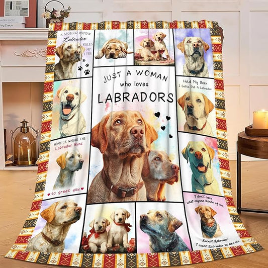 Labrador Throw Blanket Yellow Labrador Puppy Stuff Gifts for Dog Lover Kids Girls Boys Adults Women Men Soft Cozy Warm Plush Fluffy Fuzzy Fleece Blanket 40''X50''