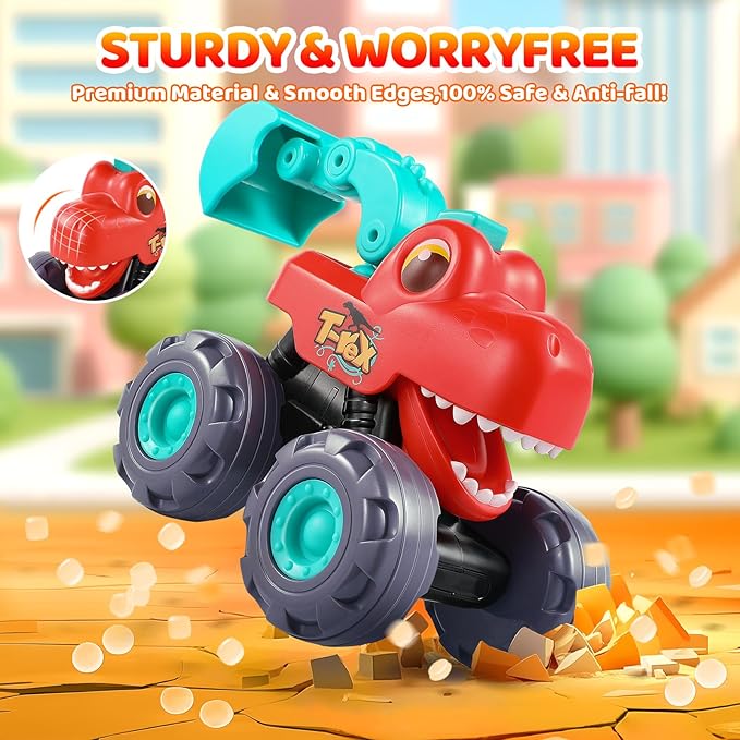 OCATO Dinosaur Monster Trucks for Toddlers 2-4 Years Kids Toy Boys 3-5, Dinosaur Toys for Kids 2 3 4 5 Year Old Boy Girl Birthday Gift Xmas Stocking Stuffers Baby Toddler Boy Toys Gifts Age 2 3 4