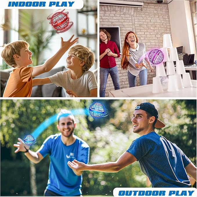 2025 Flying Orb Ball for Kids, Magical Galaxy Hover Cosmic Space Boomerang Rotating Floating Mini Hand Drone Stocking Stuffer Xmas Toys for Girls Boys Teen Age 6 7 8 9 10+ Red