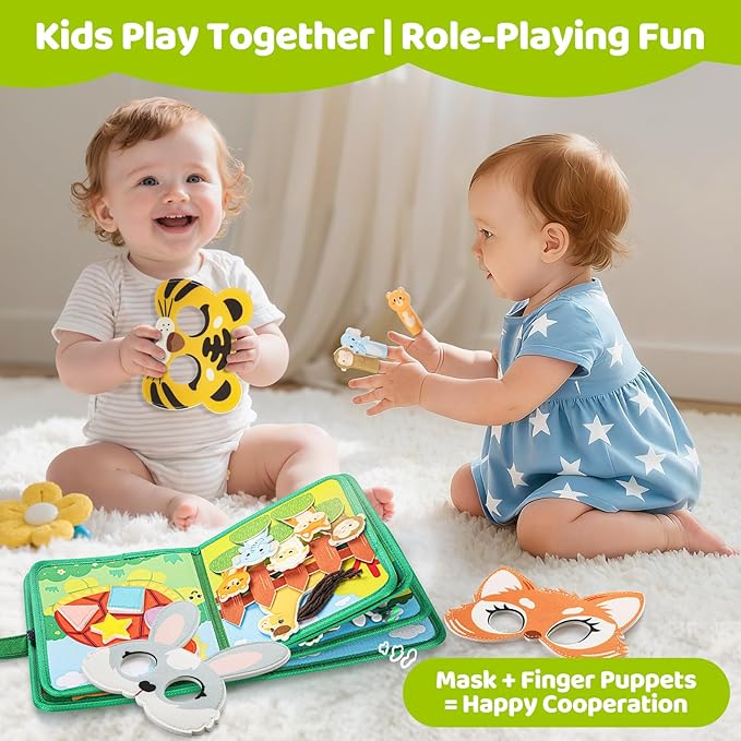 25 in 1 Busy Book for Toddlers 1-3 - Zoo Montessori Toy Toddlers Busy Board for 1 Year Old, Educational Sensory Quiet Toy, Airplane Car Travel Essentials Christmas Birthday Gift for Boy Girl