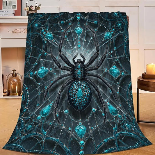 Spider Blanket Halloween Spider Lovers Flannel Blanket Lightweight Cozy Soft Throw Blankets Gift for Women and Men Couch Sofa Bed 80" x 60"