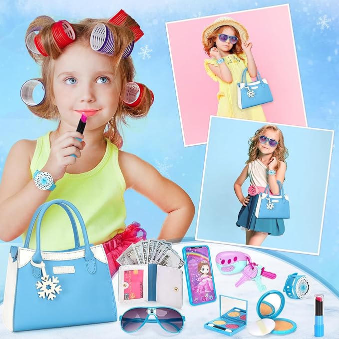 Officygnet Toddler Purse for Girls, Princess Makeup Play Girl Toys for 3 4 5 6 7 8 Years Old, Birthday Gift for Girls Age 3-5 4-6 6-8, Play Purse with Accessories, Kids Toy Purse for Little Girl