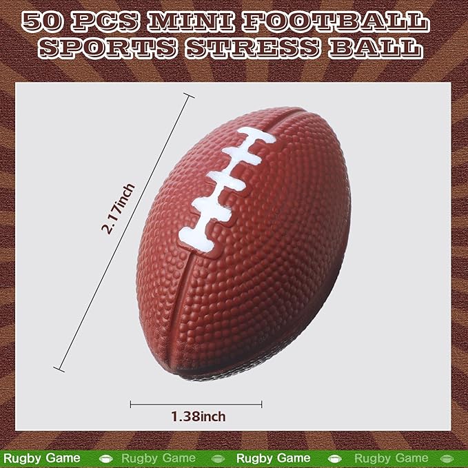 Blulu 50 Pack Mini Football Bulk 2.17" Foam Football Party Favor Sports Stress Ball Small Foam Ball for Back to School Homecoming Game Team Birthday Party Bag Gift Filler