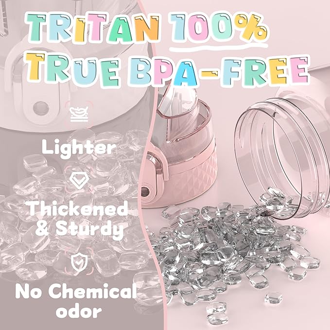 OLDLEY 17oz Kids Water Bottle for school Girls Boys, Motivational Water Bottles With Silicone Straw, Leak-Proof Tritan BPA-Free, Reusable water bottles for kids, Cherry Blossom