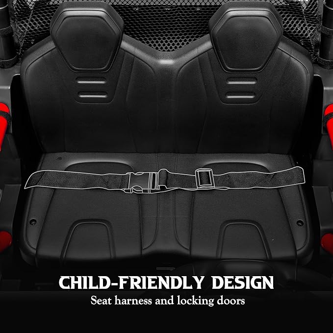 24V 2 Seater Ride on UTV Car, 4WD Ride on Toys for Kids with Remote Control, Shock Absorbers, LED Lights, Music, Off-Road Electric Car for Kids Boys Girls (Red)