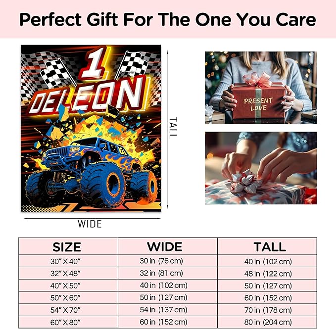 Custom Truck Blanket with Name Personalized Cars Throw Blanket for Boys Cars Lovers Gifts for Couch Sofa Bed Decor (Boy-01)