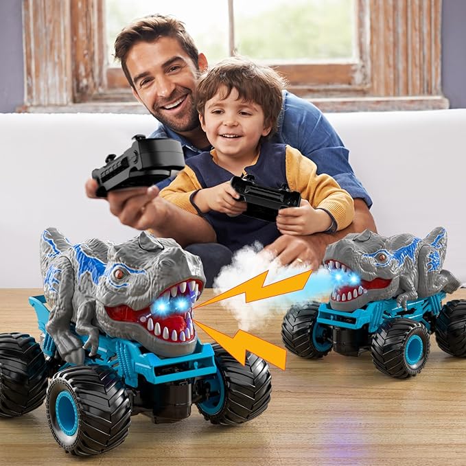 Bennol Remote Control Dinosaur Car for Boys Kids, 2.4Ghz RC Dinosaur Truck for Toddlers, Electric Hobby RC Car Toys with Light & Sound Spray Birthday for 3 4 5 6 7 8 Year olds Kids Boys