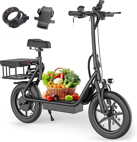 WERHY Electric Scooter, 8.5"/10"/14" Tire, Powerful 350/500W Motor, Top Speed 19/22 MPH, 21-49Miles Max Range, Folding Escooter for Adults & Teens with Dual Braking