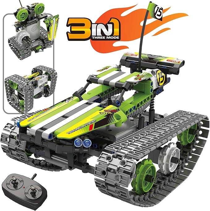 Kididdo Remote Control Cars Robot Building Kit Educational Toys for Age 8-13 Fun STEM Toys for Kids 3-in-1 RC Car Kit to Build Cool Building Blocks Set Birthday Gift for 8 9 10+ Year Old Boys