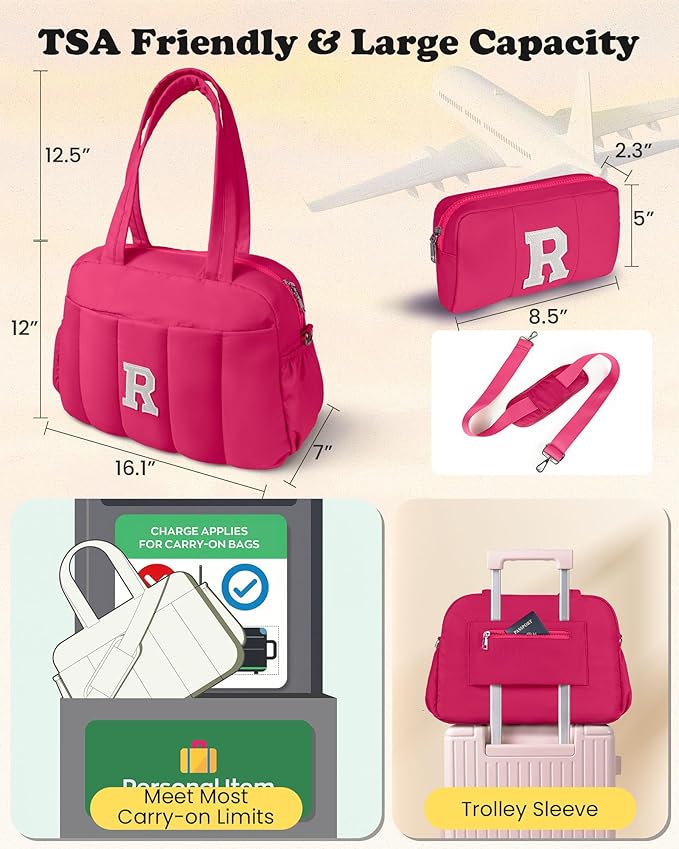 Gift for Teen Girls Dance Bag, Kid Weekender Bags，Girl Overnight Bag with Wet Pocket，Gifts for Teen Girls-Lightweight Travel Tote Personalized Cheer Bags with Makeup Pouch