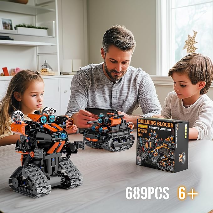 STEM Building Toys for Kids 6-14, 5in1 STEM Robot Building Kit for Kid, Remote & APP Controlled Tank Bulldozer Robot Building Blocks Set Birthday Xmas Gifts Ideas for Boys Girls (689PCS)