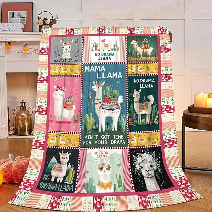 Llama Blanket, Alpaca Throw Blanket,Llama Tropical Gifts Blankets Stuff Fleece Flannel Plush for Girls Women Men Boys Lovers Adults Soft Bedding Gift for Sofa Bed Office Home Decor 60"x50"