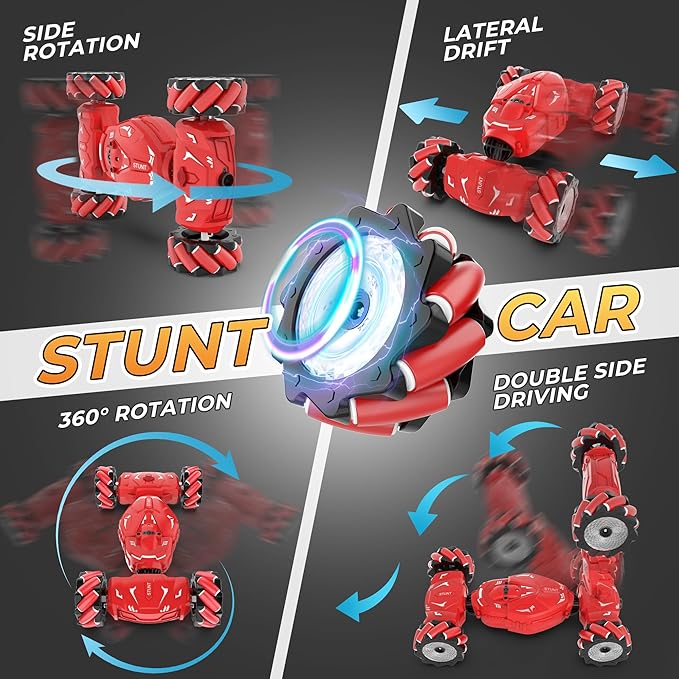RC Stunt Cars, Gesture Sensing Remote Control Car for 6-12 Boys Girls, 2.4Ghz Hand Controlled Car with Lights Music Sprayer, 360° Rotation, Drift, 4WD Off-Road, Birthday Xmas Gifts Toys for Kids