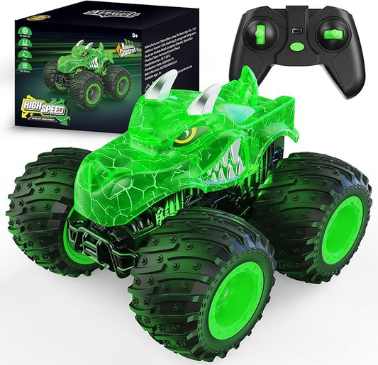 Remote Control Car, 2.4GHz Monster Trucks Toys with Light Spray, Birthday Gift for Kids 3 4 5 6 7 8, All Terrain RC Cars, Toddler Toys for Boys Girls 3+ Year Old