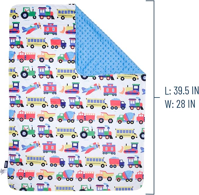 Wildkin Plush Baby Blanket – Soft & Cozy Comfort, Ideal for Toddlers, Travel & Daycare - Trains, Planes, and Trucks