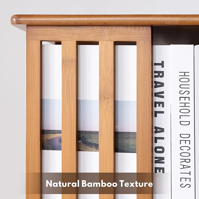 YOWOS Rotating Bookshelf Tower, 360 Display Spinning Bookcase, Bamboo Bookshelf Floor Standing Storage Rack, Wood Narrow Book Shelf Organizer for Kids&Adults, Walnut 6 Tier