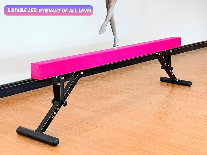 Adjustable Balance Beam 8 ft Gymnastic Beam Adjustable Height for Kids and Teenage of All Gymnastic Levels, Gymnastic Training Beam Gymnastic Equipment for Athlete Home and Gym Club Use