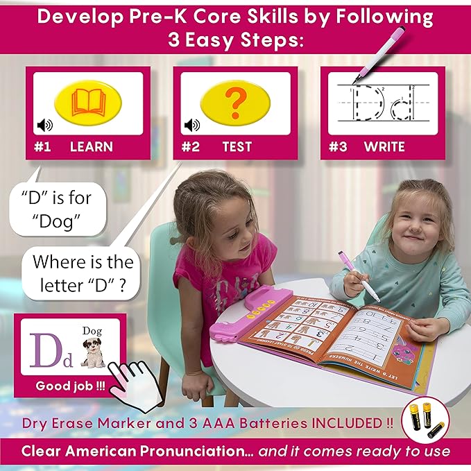 Curious 2 Learn ABC Learning for Toddlers | Learning Resources | English & Spanish Sound Book | Preschool Learning Activities | Educational Learning Toys | 4 Year Old Boy Birthday Gift