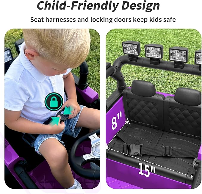 Kids Ride on Car Toy, 12V Electric Car for Kids with Remote Control, LED Light - Purple