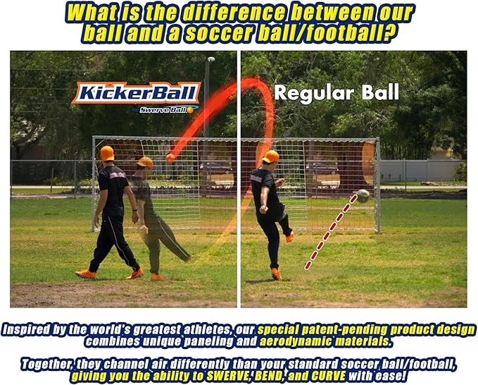 Kickerball - Curve and Swerve Soccer Ball/Football Toy - Kick Like The Pros, Great Gift for Boys and Girls - Perfect for Outdoor & Indoor Match or Game