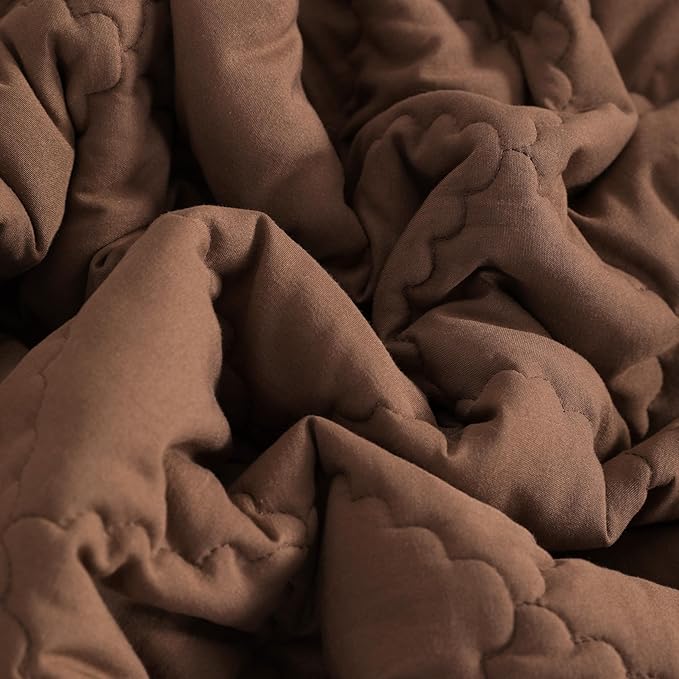 NTBAY Down Alternative Toddler Comforter, Lightweight and Warm Solid Color Baby Crib Quilted Blanket, 39x47 inches, Brown