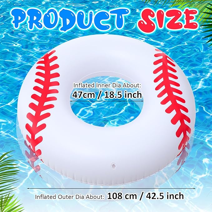 ShinyRelief 2 Pcs Footabll Baseball Soccer Basketball Sport Inflatable Pool Ring Floats Ring Adult Size Inflatable Floats Swimming Pool Tubes Beach Sports Party Lake Use Summer