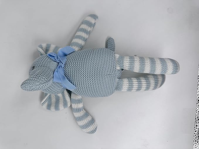 100% Organic Cotton Baby Elephant Stuffed Animal 7.1" | Blue Soft Toy for Newborn