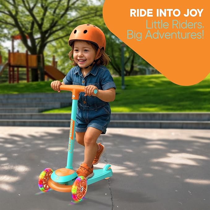 3 Wheel Scooter for Kids, Smooth Light Up LED Front Wheels, Wide Anti Slip Deck, Rear Foot Brake, Easy Lean to Steer Maneuvering, Indoor & Outdoor Ride On Toys for Ages 2 Up