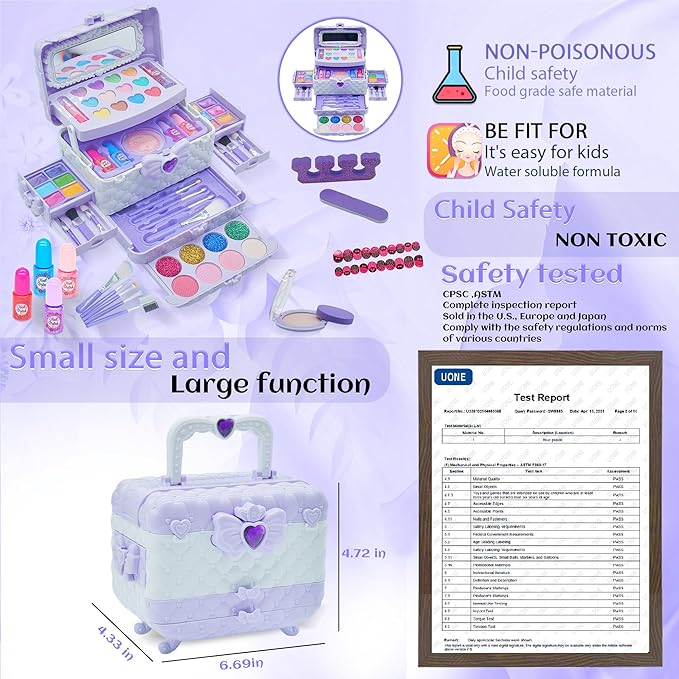 Kids Makeup Sets for Girls 5-8 - Washable Makeup for Kids 8-12, Maquillaje para Niñas, Play Make Up Kit, Toys for Little Girl, Princess Toddler Kid Stuff, Ages 3456789 10 Year Old Girl Birthday Gifts