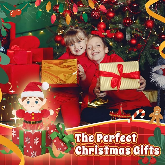 Christmas Elf Plush, Soft Baby Doll Boy First Baby Doll Toys Birthday Christmas Plushies Gift Elf Toy for Toddler Kids Infants