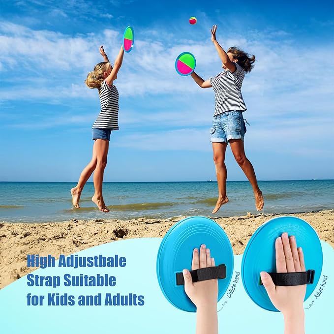 PlayZap Toss and Catch Ball Set Ultra Sturdy ABS- Family Games Christmas Stocking Stuffers Gift for Toddlers Kids Teens Boys Girls 3-5 5-8 8-13+ Yrs - Baseball Toys for Beach Pool Yard Outdoor 6 Pack
