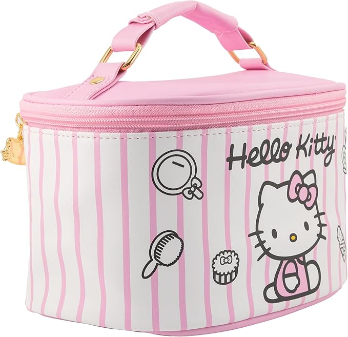 Sanrio Hello Kitty Makeup Bag – Makeup Organizer, Travel Toiletry Bag for Women & Girls | Cute Cosmetic Bag, Train Case for Kids, Travel Bag, Toiletry Bag for Women, Make up Storage | Ages 3+