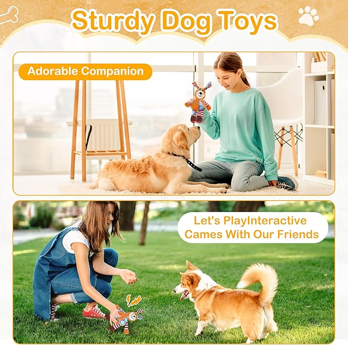 Squeak Dog Toys Stuffed Plush for Small & Medium Breeds - Soft Chew Fabric, Interactive Indoor/Outdoor Play, Perfect for Puppy Teething - Ideal Pet Gift, Dog
