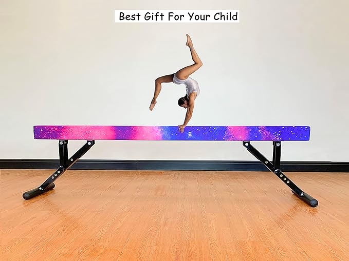 Adjustable Balance Beam 8 ft Gymnastic Beam Adjustable Height for Kids and Teenage of All Gymnastic Levels, Gymnastic Training Beam Gymnastic Equipment for Athlete Home and Gym Club Use