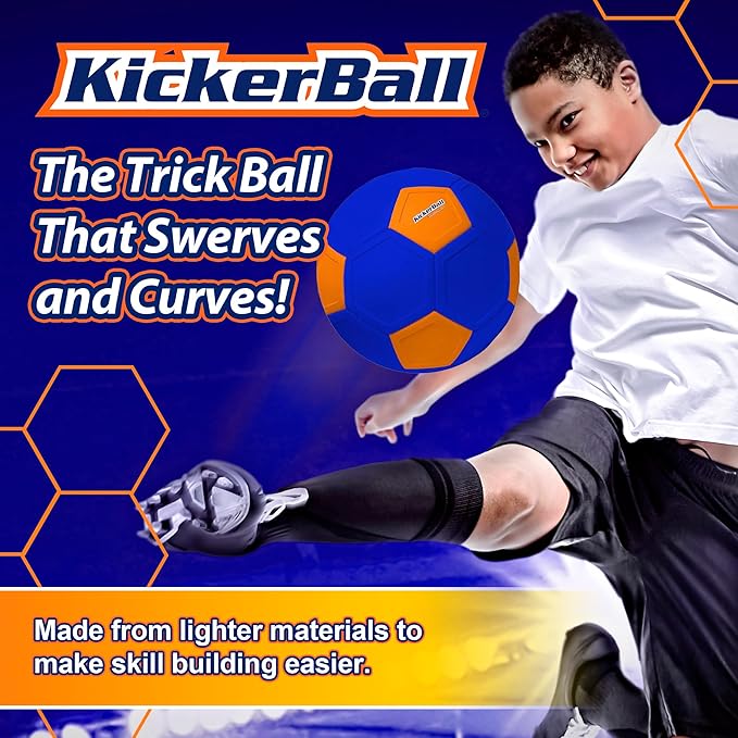 Kickerball - Curve and Swerve Soccer Ball/Football Toy - Kick Like The Pros, Great Gift for Boys and Girls - Perfect for Outdoor & Indoor Match or Game