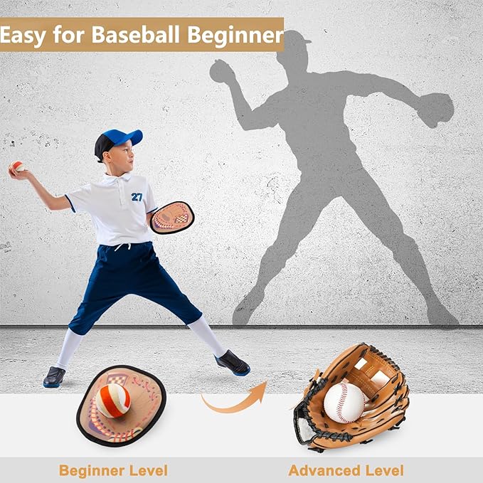 Toss and Catch Ball Set Kids Toddler Baseball Glove, Yard Outdoor Outside Games for Kids Family, Beach Pool Toys for 3 4 5 6 7 8-12 Year Old Boys Girls Birthday Gifts