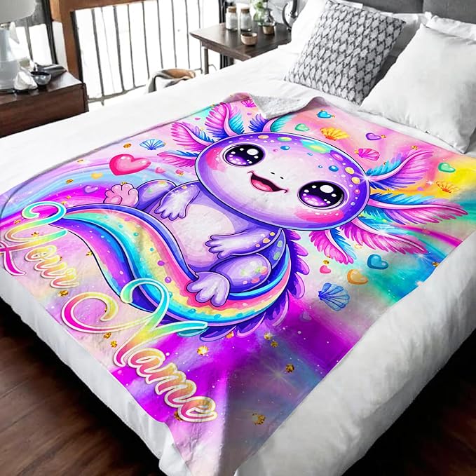 Personalized Blanket for Girls Throw Blanket Gifts for Kids Teens, 40x30 Inches Custom Cute Flannel Blankets Lightweight Throws for Couch Sofa Bed