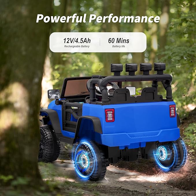 Kids Ride on Car Toy, 12V Electric Car for Kids with Remote Control, LED Light - Dark Blue