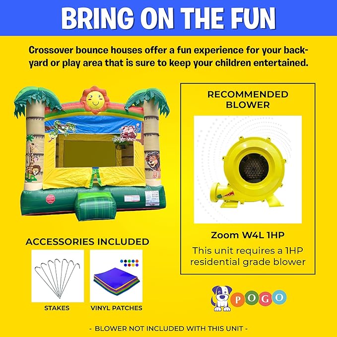 Crossover Tropical Smiley Face Inflatable Bounce House, Bouncy Jump Castle for Kids and Toddlers, Outdoor Birthday Party Jumping Bouncer, Commercial-Grade, Without Blower, 13 x 12 x 14.5 Ft