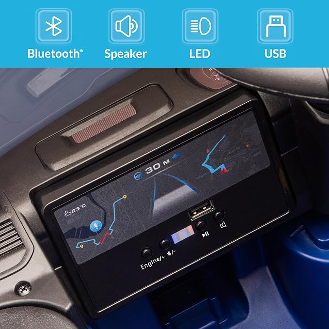 Kidzone 12V Licensed RAM 3500 Ride-On Truck for Kids, Battery Powered Electric Car w/Parent Remote Control & Manual Drive, Bluetooth, LED Lights - Blue