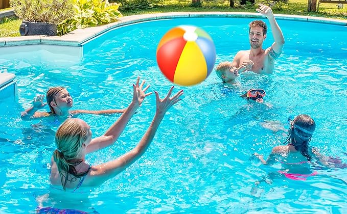 90shine 7PCS Luau Pool Floats: Hawaiian Swimming Rings with 13.5" Beach Balls - Inflatable Tubes Floaties Toys for Kids Adults