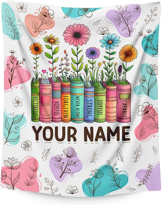 Personalized Blanket for Girls Women, Christian Throw Blanket Gifts for Kids Teens Adults, 50"x60" Cute Custom Flannel Blankets Gift for Girl Warm Flannel Soft Throws for Couch Sofa Bed Decor