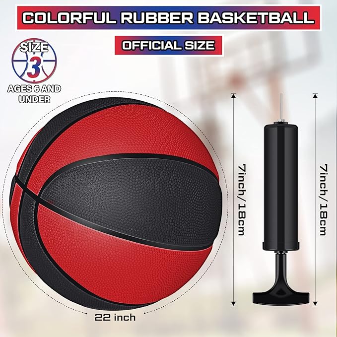 Wettarn 12 Pcs Mini Basketballs for Kids - Size 3 Colorful Rubber Basketball Bulk with Pump for Mini Hoop, Indoor Outdoor Practice, Game, Back to School Party, 7 Inch