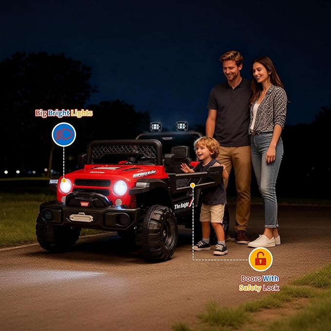 12V Kids Electric Ride on Truck，Parent Remote Control Car for Kids| Features 3 Speeds to 6MPH, 2 * 550w Moto, Spring Suspension, LED Lights, Music | for Children Aged 2-8 Years, Red