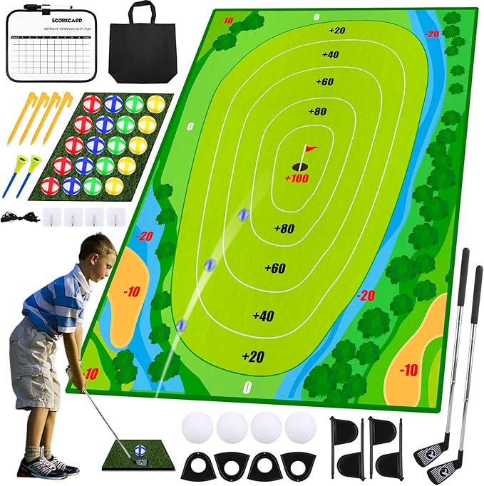 Golf Chipping Game - Upgrade Golf Toys for Kids, Perfect Outdoor Games for Kids Golf Game & Practice（Green）