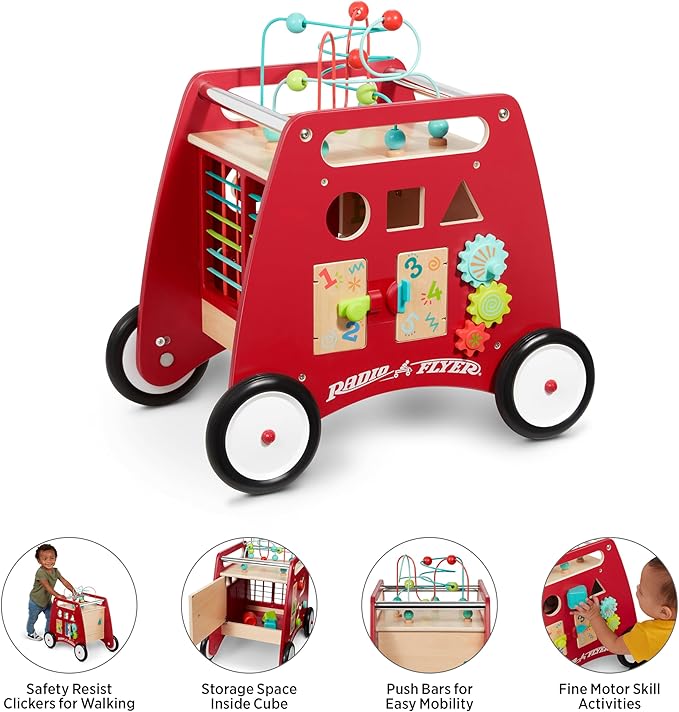 Radio Flyer Deluxe Push & Play Cube Walker, Walker Toy for Ages 1-3