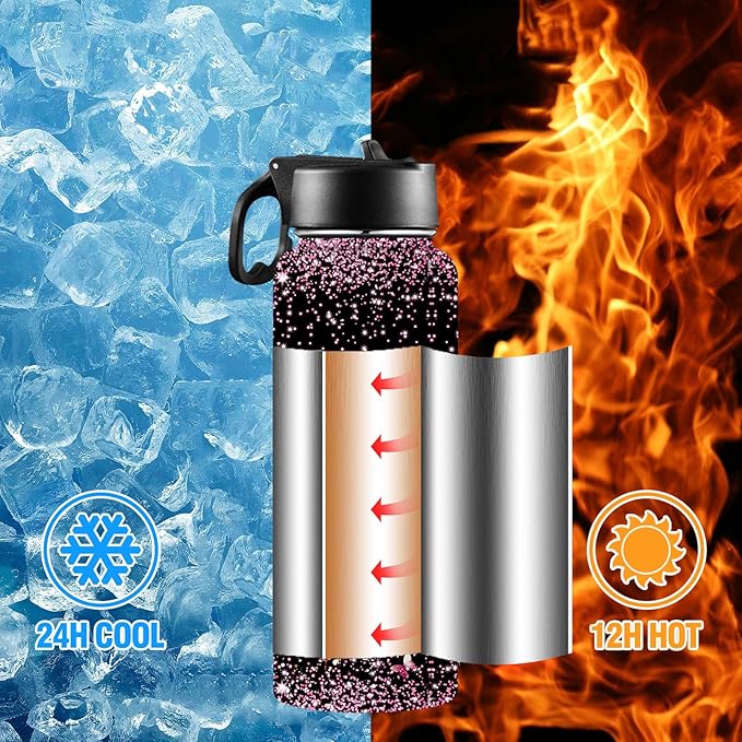 Personalized Butterfly Water Bottles for Girls with Straw Lid Custom Sports Water Bottle for School Customized Name Stainless Steel Double Wall Insulated Cup Birthday Gifts for Kids Style11