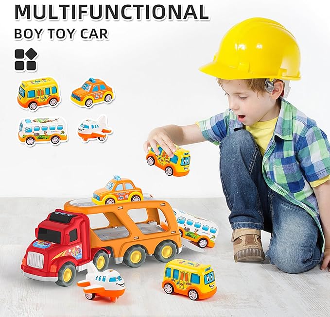 Veslier Toddler Toys Car for Boys Girls Age 2-4 3-5, 5 in 1 Carrier Transport City Vehicles Toys,Kids Toy Cars for Toddlers, Christmas Birthday Gift for Toddlers 3+.