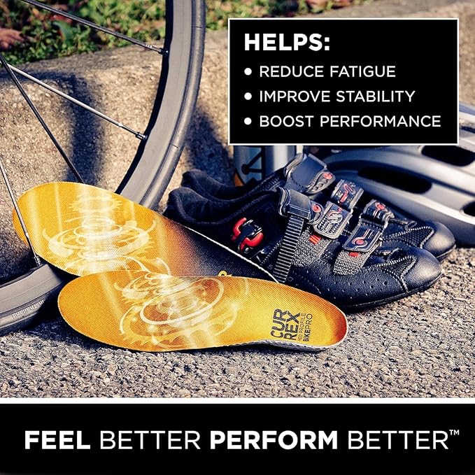 CURREX BikePro Insoles for Cycling, Bicycle & Motorcycle Riding – Arch Support Shoe Inserts w/Metatarsal Pads, Helps Reduce Fatigue + Improve Stability & Fit – for Men & Women – Medium Arch, 2XL